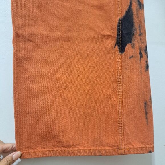 BDG The A Wide Leg Ombre Acid Wash Grunge Streetwear Baggy Jeans Size 26 Orange - Picture 15 of 16